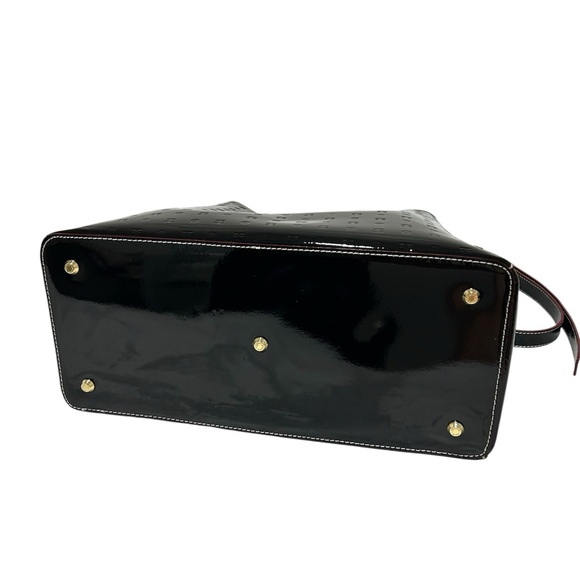 Arcadia Bellissimo Italy Black Genuine Patent Leather Sleek Handbag - Picture 3 of 8